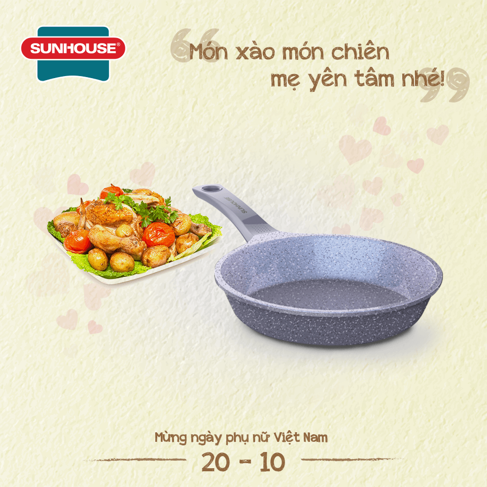 Chảo vân đá đáy từ siêu bền SUNHOUSE MAMA với lời chúc tặng vợ - Quà tặng ngày 20 tháng 10 năm 2018