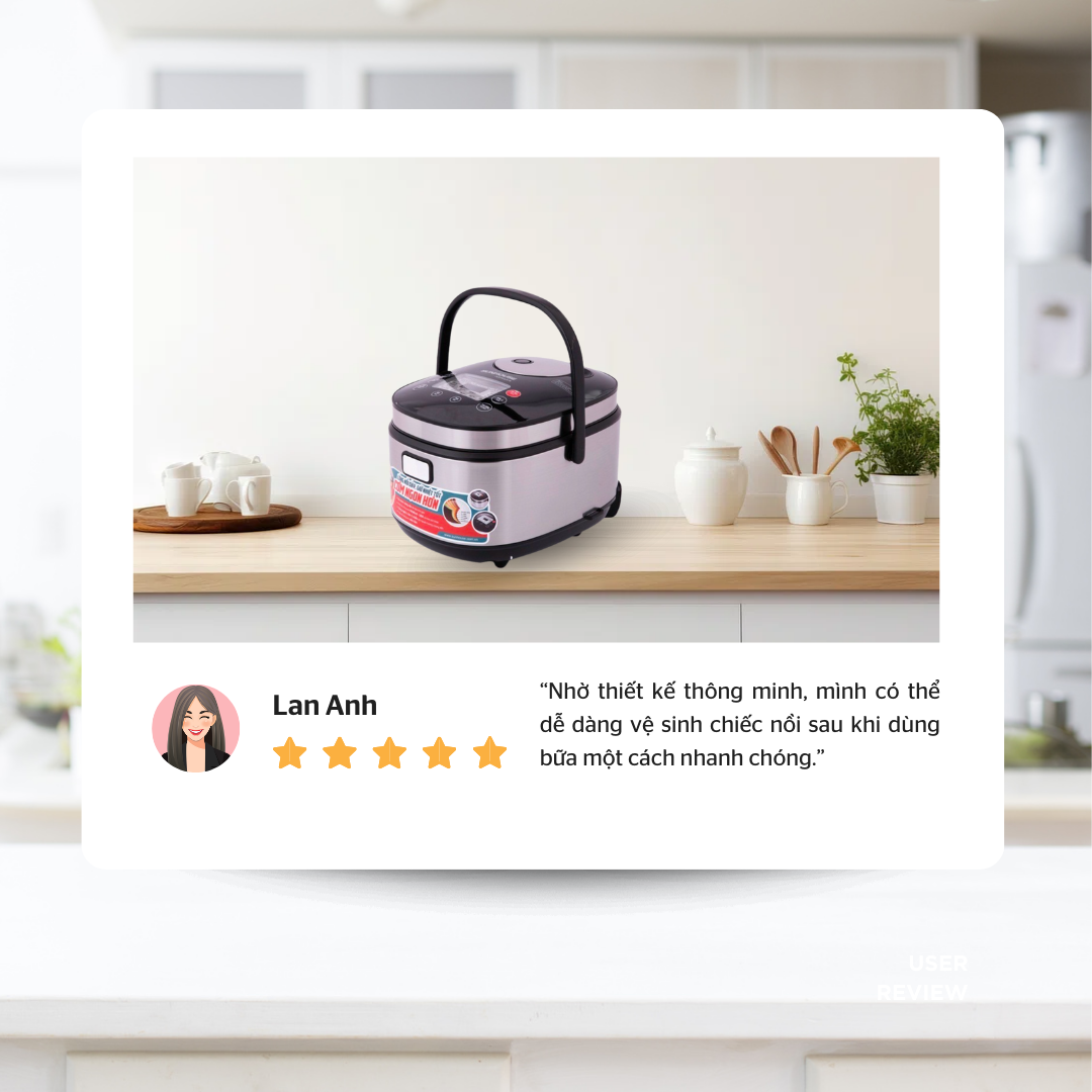 Bạn Lan Anh đánh giá cao thiết kế thông minh và khả năng vệ sinh dễ dàng 