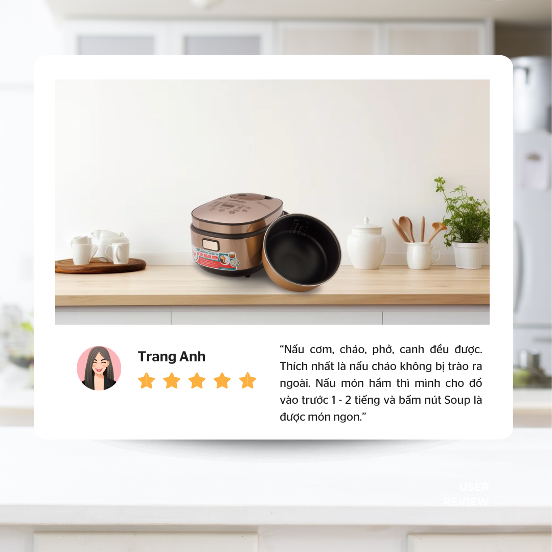 Bạn Trang Anh thường dùng nồi cơm điện tử SUNHOUSE để nấu đa dạng món ăn
