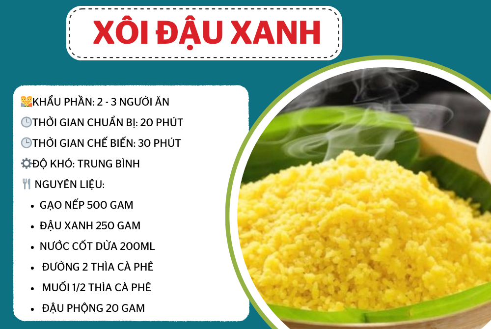 Chuẩn bị và định lượng nguyên liệu để nấu xôi đậu xanh bằng nồi cơm điện
