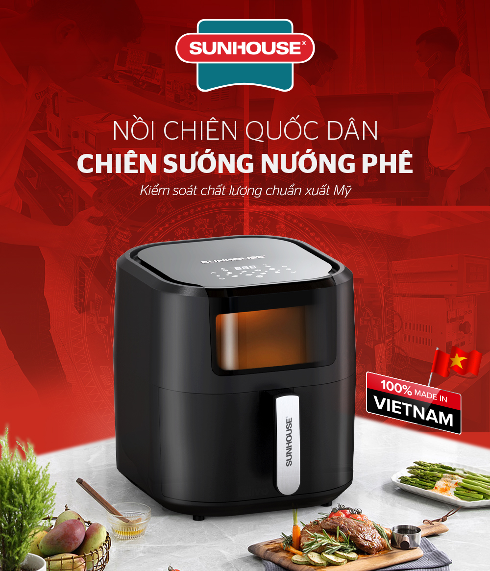 Nồi chiên không dầu hình vuông SHD4089 với thiết kế bo cong các góc cùng màu đen trung tính, đơn giản nhưng không kém phần sang trọng 