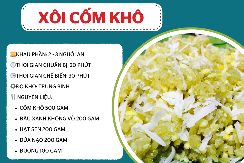 Chuẩn bị và định lượng nguyên liệu cho món xôi cốm khô