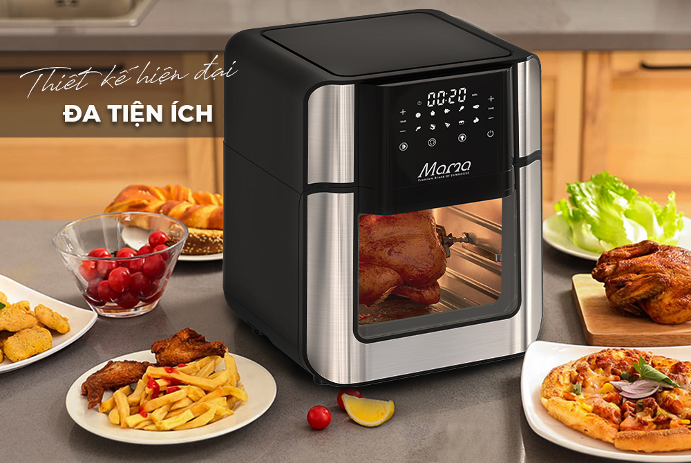 Nồi chiên không dầu SHD4088 với thiết kế vuông vắn pha đen đơn giản kết hợp với một số chi tiết màu bạc sáng bóng, cực sang trọng và đẹp mắt 