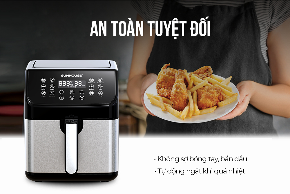 Các tính năng đi kèm bảo đảm an toàn khi sử dụng nồi chiên