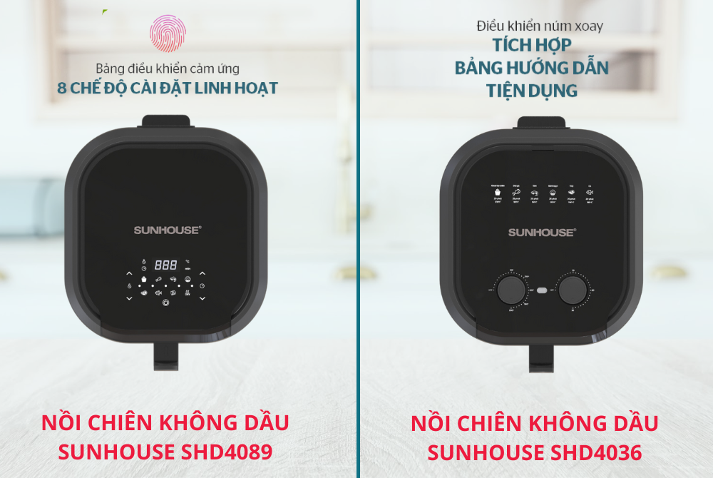 Nồi chiên không dầu có 2 dạng bảng điều khiển: bảng điều khiển cơ và bảng điều khiển điện tử 