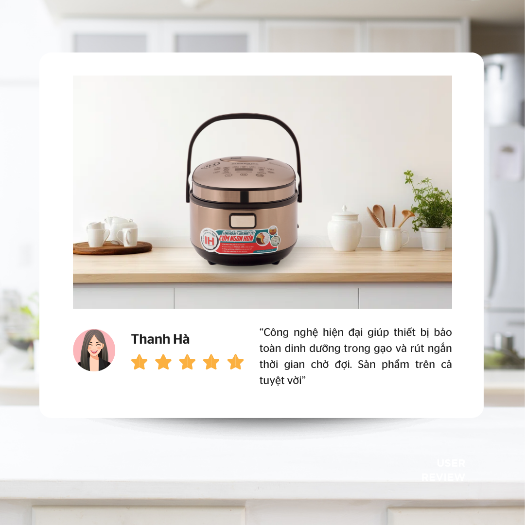 Bạn Thanh Hà đánh giá nồi cơm sở hữu công nghệ hiện đại