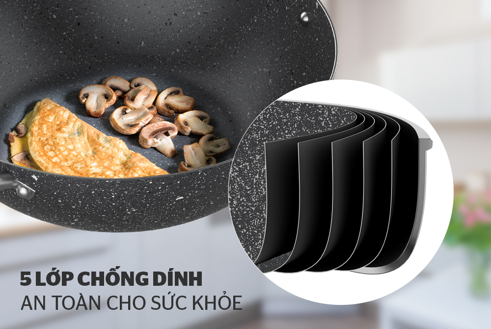 CHẢO BẦU CHỐNG DÍNH VÂN ĐÁ ĐÁY TỪ SUNHOUSE SWP36M 5