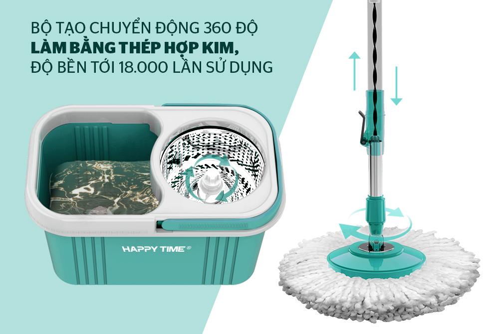 BỘ LAU NHÀ XOAY 360 ĐỘ HAPPY TIME KH-CL330S 5