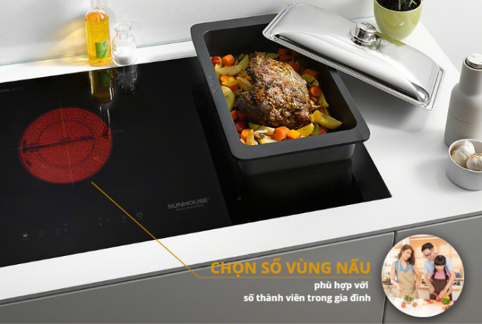 Sản phẩm kết hợp với vùng nấu hồng ngoại nên phù hợp với mọi loại nồi, chảo