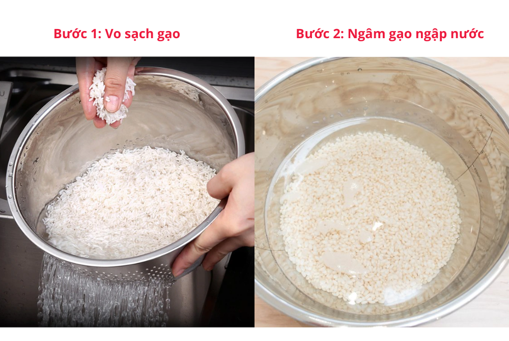 Sơ chế gạo sạch sẽ trước khi nấu