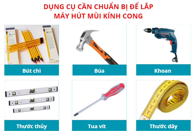 dụng cụ lắp máy hút mùi