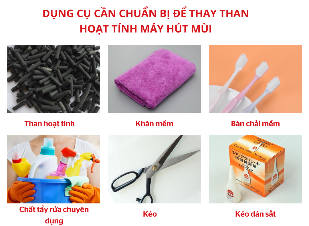 Dụng cụ thay than hoạt tính máy hút mùi
