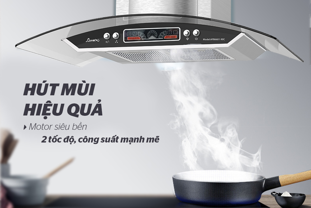 Kết hợp động cơ quạt và màng lọc mỡ