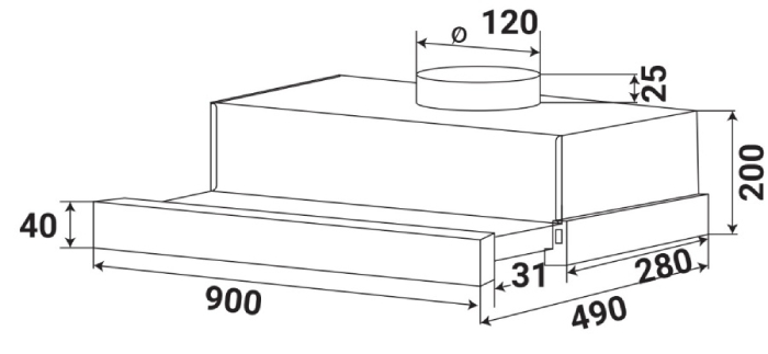 Kích thước máy hút mùi 90cm