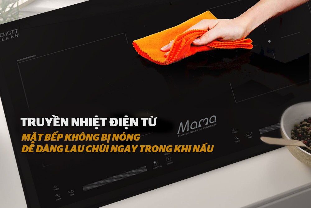 MẶt kính bếp từ dễ lau chùi