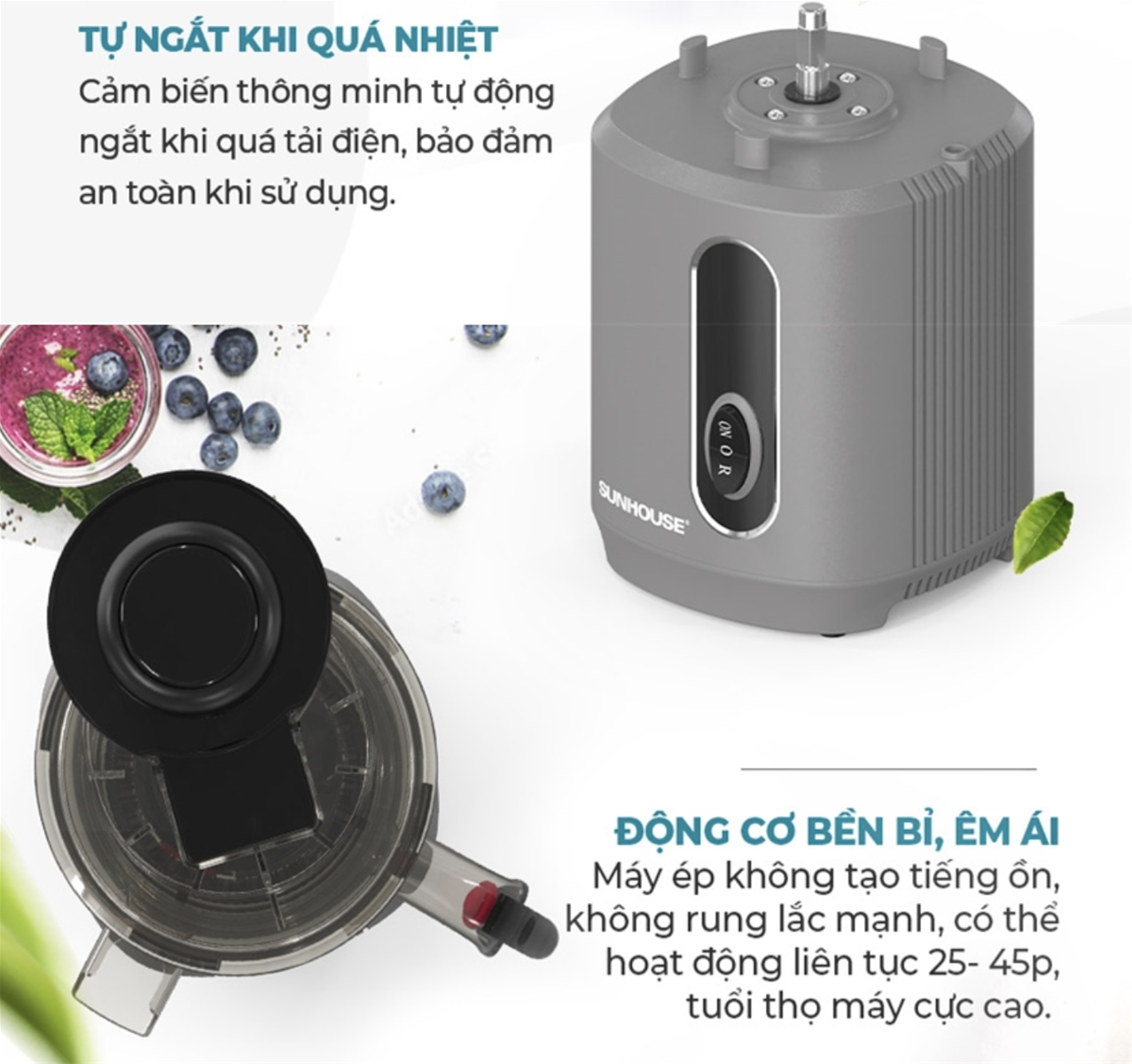Máy ép chậm có động cơ bền bỉ
