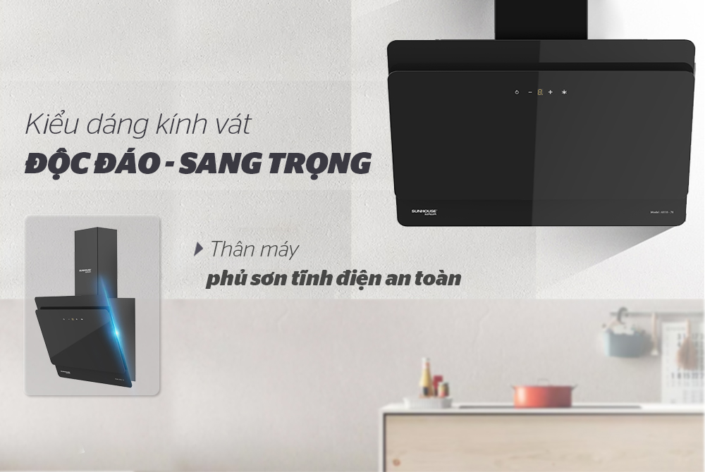 Máy hút mùi vách kính nghiêng