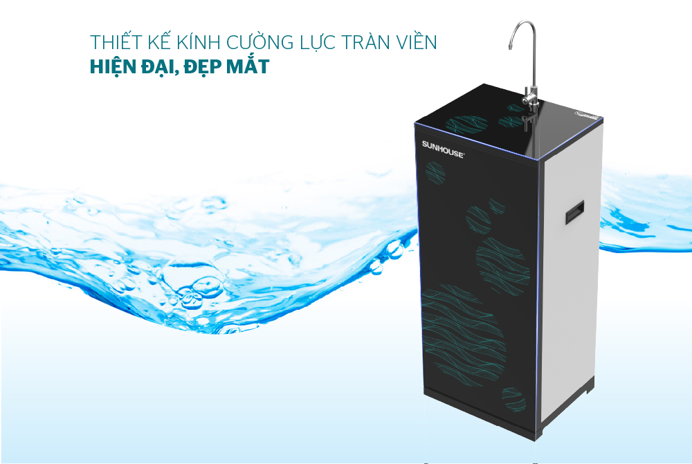 Máy lọc nước SHA8866K với thiết kế kính cường lực tràn viền hiện đại