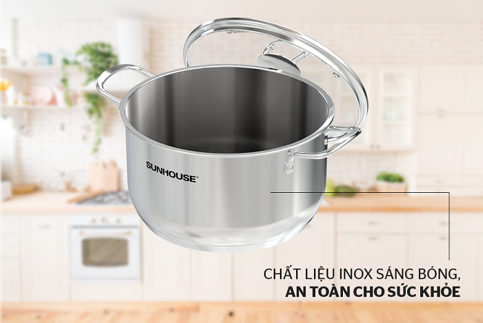 Bếp điện xài nồi gì? Nồi có chất liệu inox cao cấp sáng bóng, bắt từ nhanh và dễ dàng vệ sinh  