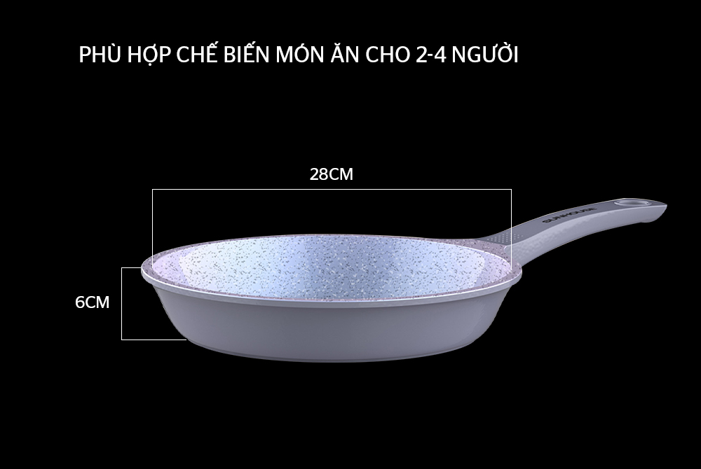 Chảo chiên siêu bền vân đá đáy từ SUNHOUSE MAMA SHG1128MMA 003