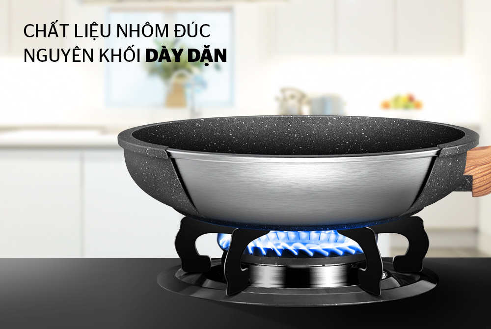 CHẢO ĐÚC SIÊU BỀN VÂN ĐÁ ĐÁY TỪ SUNHOUSE MAMA SHG1128MMC 4