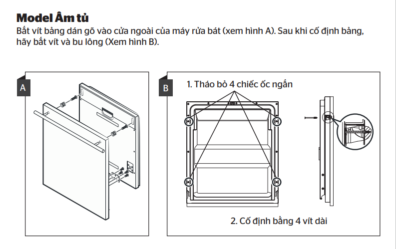 Thao tác lắp đặt máy rửa bát