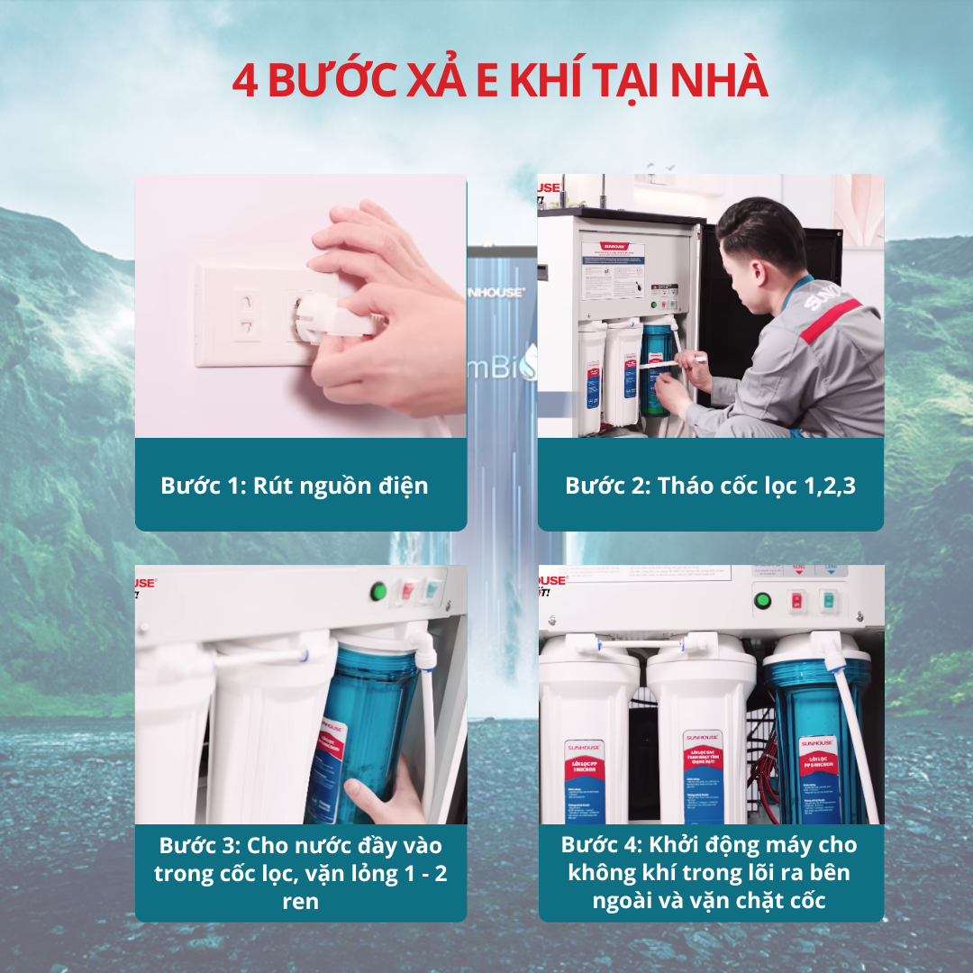 Xả e khí máy lọc nước