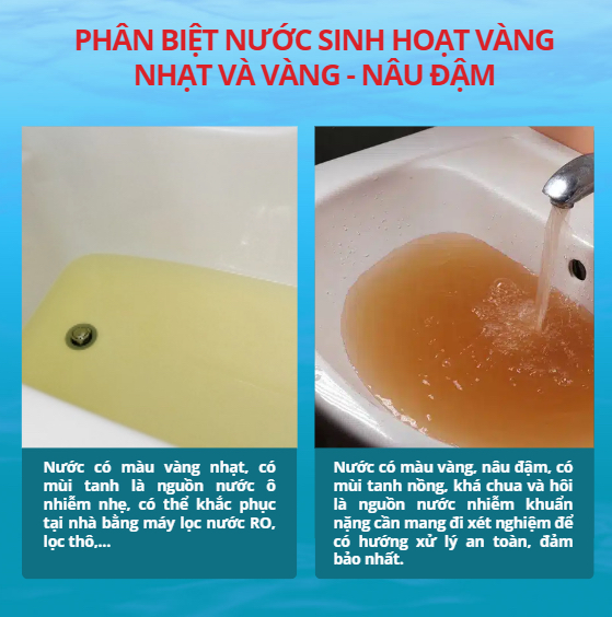 Xác định tình trạng nước sinh hoạt bị vàng