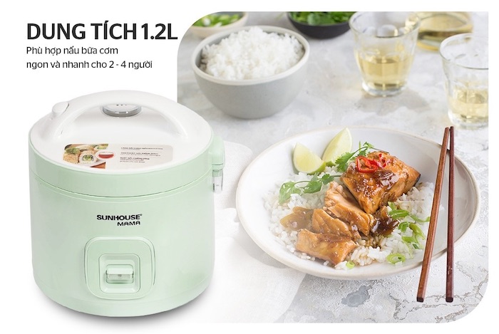 Nồi cơm điện dung tích 1.2 lít nấu được khoảng 500 - 600g 