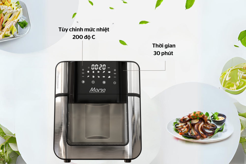 Thao tác nhanh chóng trên màn hình nồi chiên không dầu điện tử