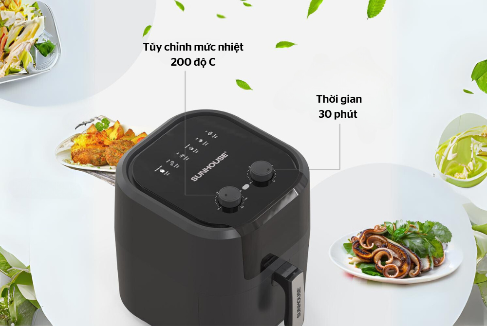 Thao tác nướng đơn giản trên nồi chiên không dầu cơ