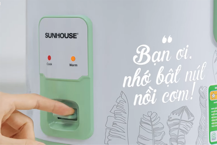 Nồi cơm điện tử SUNHOUSE có hai chế độ nấu cháo nguyên hạt và nấu cháo nhừ. 