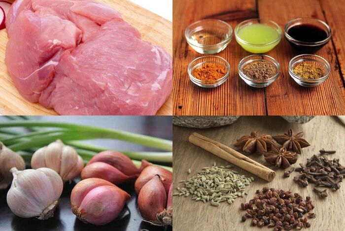 Các nguyên liệu làm món khô heo bằng nồi chiên không dầu