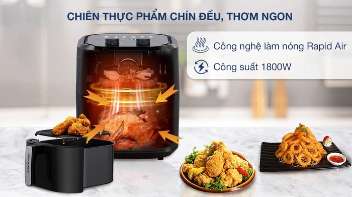 Làm nóng nồi chiên giúp hàu nướng tiếp xúc ngay lập tức với nhiệt độ cao