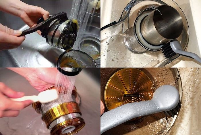 Tiến hành cọ rửa các bộ phận của máy ép chậm