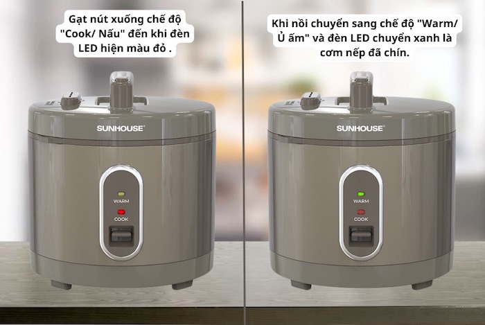 Hướng dẫn cách nấu cơm nếp nồi cơm điện tử SUNHOUSE SHD8308