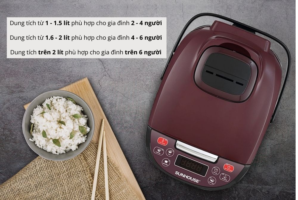 Bạn cần lựa chọn loại nồi có dung tích phù hợp với nhu cầu ăn để nấu cơm sao cho dẻo ngon nhất, không bị sượng