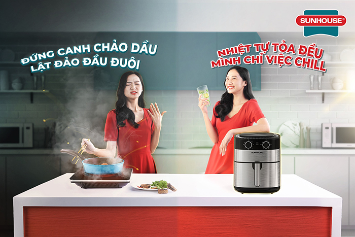 Nồi chiên không dầu sử dụng công nghệ Rapid Air giúp giảm gần một nửa thời gian nấu nướng so với cách nấu truyền thống