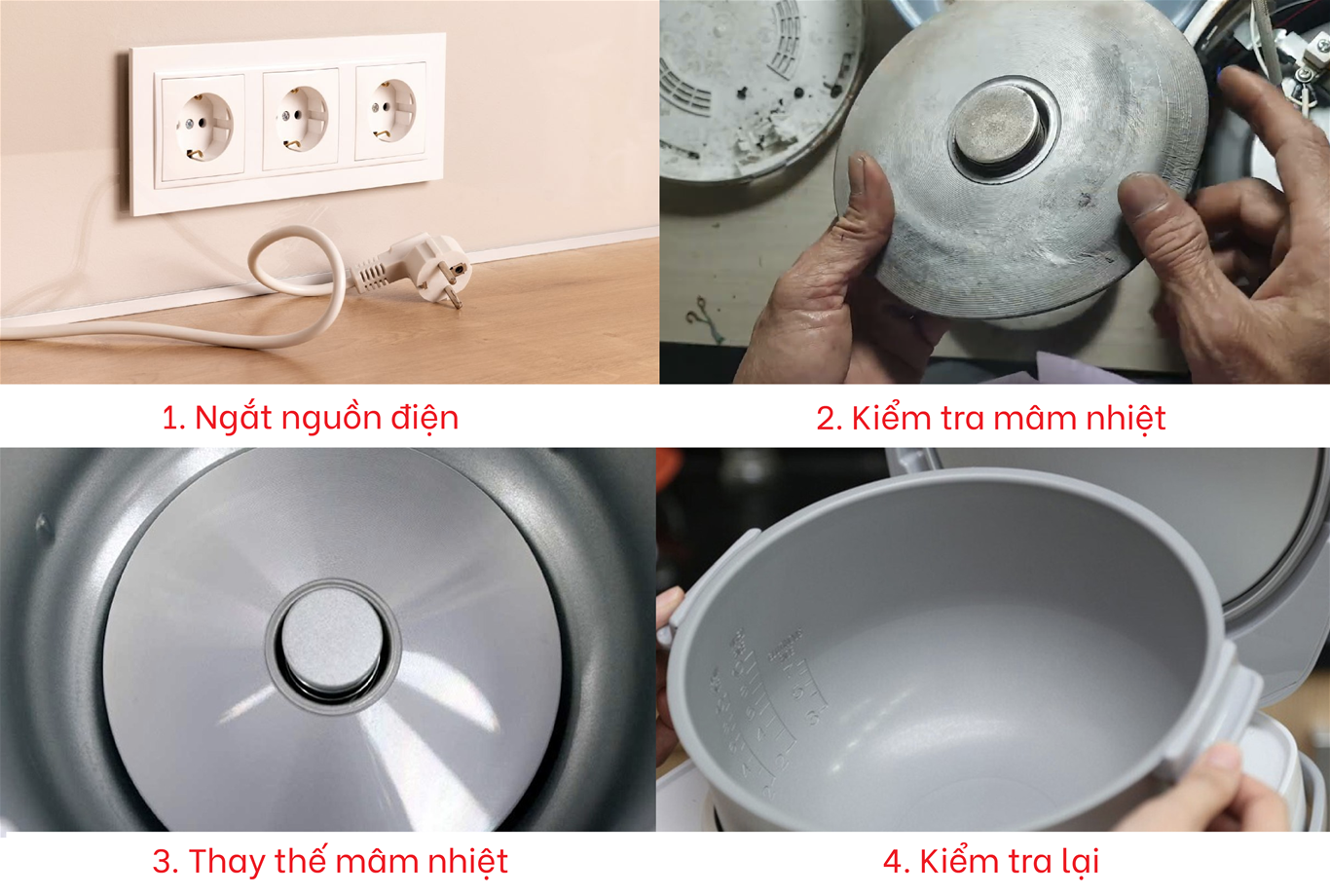 Quy trình kiểm tra và thay thế mâm nhiệt nồi cơm điện tử