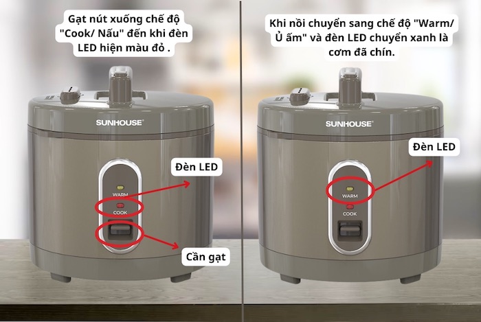 Hướng dẫn cách nấu cơm bằng nồi cơm điện cơ