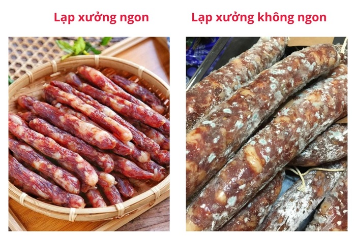 Không sử dụng những lạp xưởng đã xuất hiện đốm trắng ẩm mốc