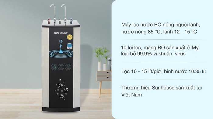 Máy lọc nước SUNHOUSE giúp loại bỏ 99,9% vi khuẩn gây hại