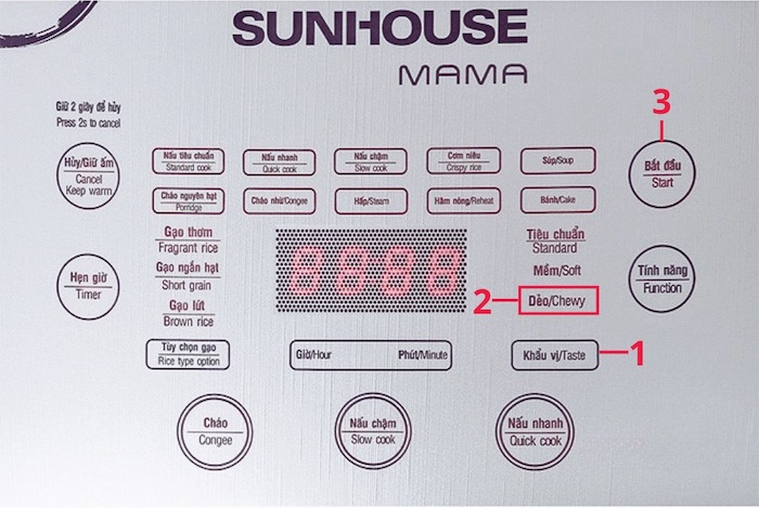 Các thao tác nấu xôi sầu riêng trên nồi cơm điện tử