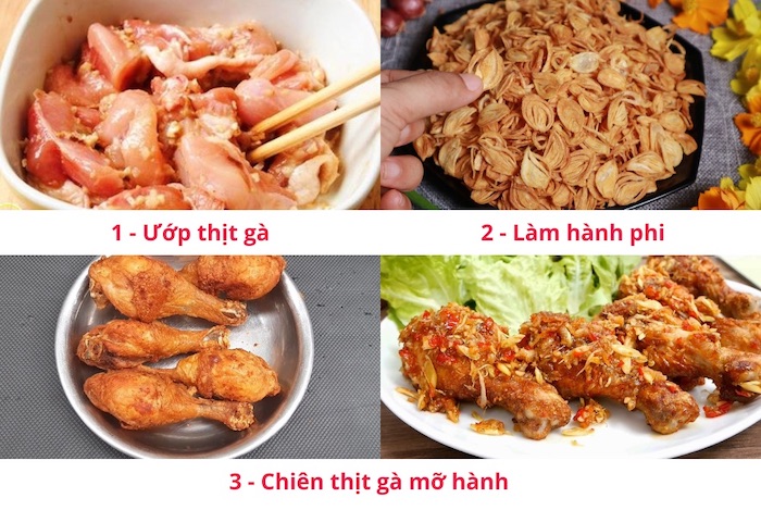 Các bước để làm gà chiên mỡ hành