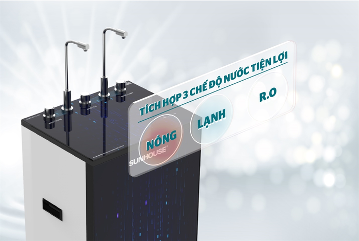 Máy lọc nước mang đến 3 chế độ nước tích hợp: nóng - lạnh - tinh khiết giúp đáp ứng nhu cầu sử dụng cả nước đa dạng của gia đình 