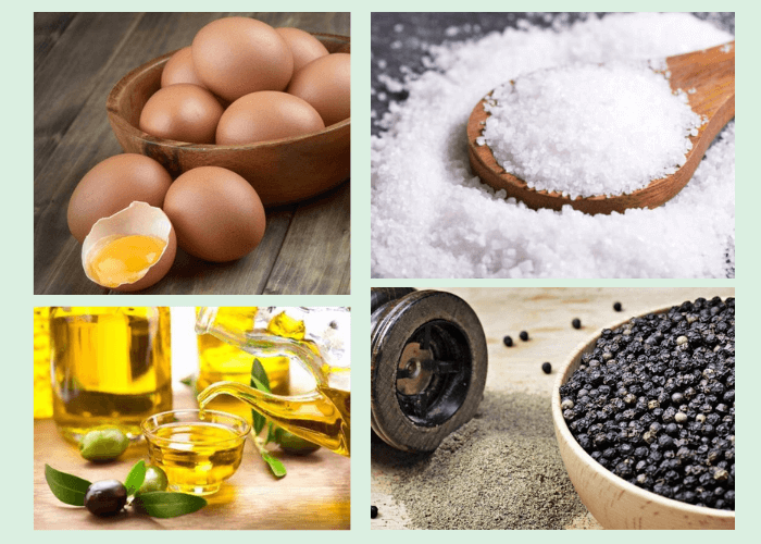 Nguyên liệu làm trứng ốp la bằng nồi chiên không dầu