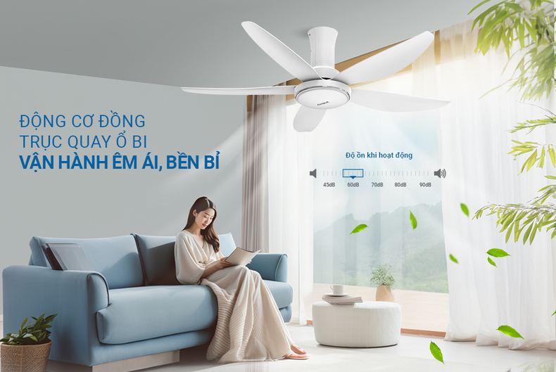 Quạt 5 cánh BLDC giúp độ ồn luôn ổn định ở mức lý tưởng dưới 60dB