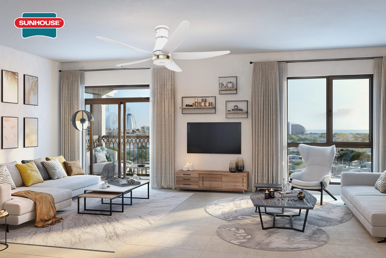 Quạt trần SUNHOUSE APEX APF7680W phù hợp các không gian có trần nhà dưới 2.8m