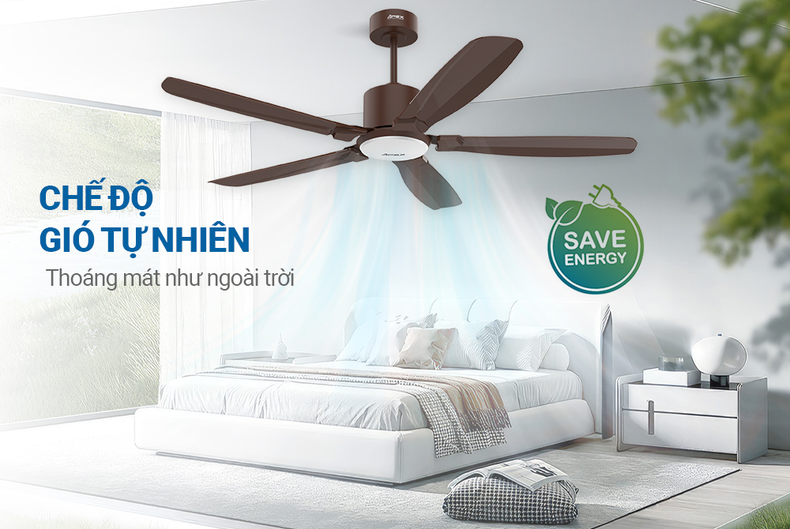 Quạt đèn trần phòng ngủ có đa dạng chế độ gió giúp thư thái khi ngủ