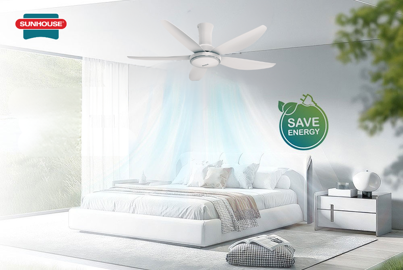 Quạt có thiết kế cánh cong 3D làm từ nhựa ABS giúp tối ưu khí động học